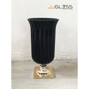 BLACK-H1337-30TLYP - Black Handmade Colour Vase